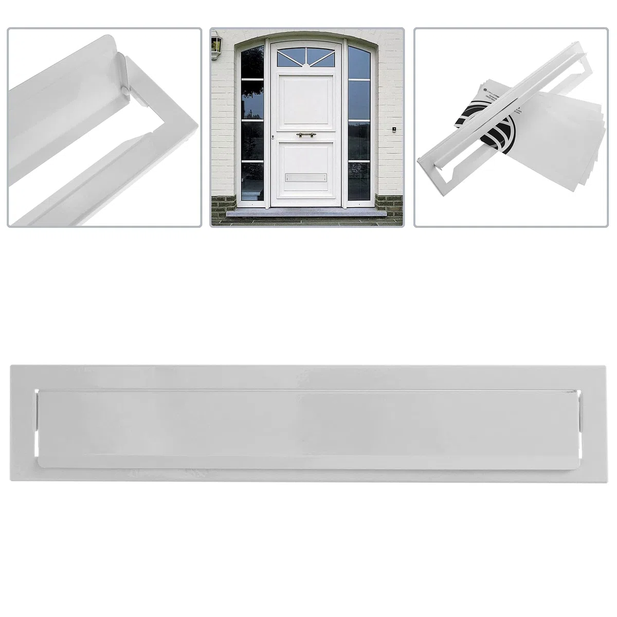 PrimeMatik - Bocacartas Correo para Puertas y Vallas en Acero Blanco 364 x 71 mm