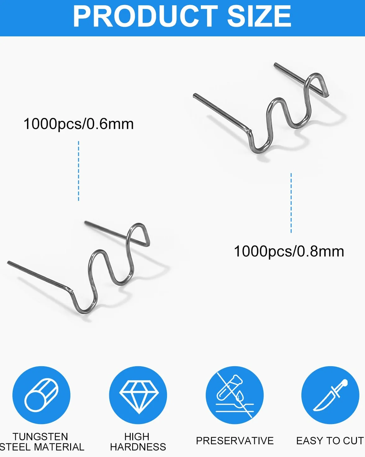 jutyum 1200 PCS Grapas Onduladas,Plastico Soldadura Reparar Grapadoras Calientes,de Onda CalienteGrapas de Onda Precortadas,Grapas Calientes para Soldar Reparación de Parachoques de Plastico de Autos