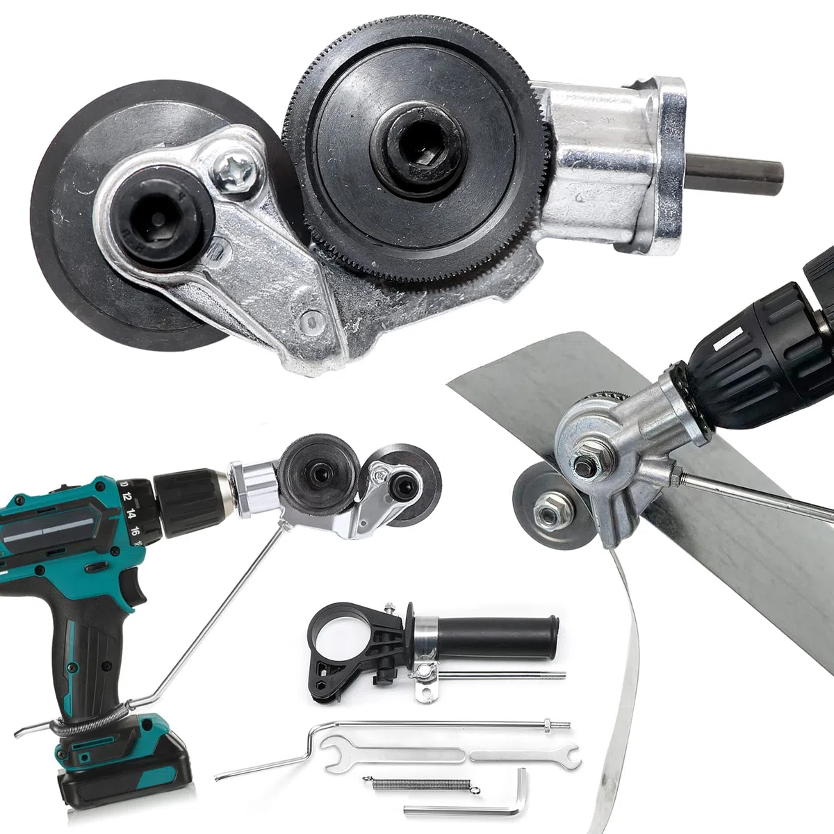 Tijeras de chapa eléctricas, mordazas eléctricas de metal nibbler Drill attachment cortador de chapa para cortar chapa metálica cortador de placa de perforación eléctrica