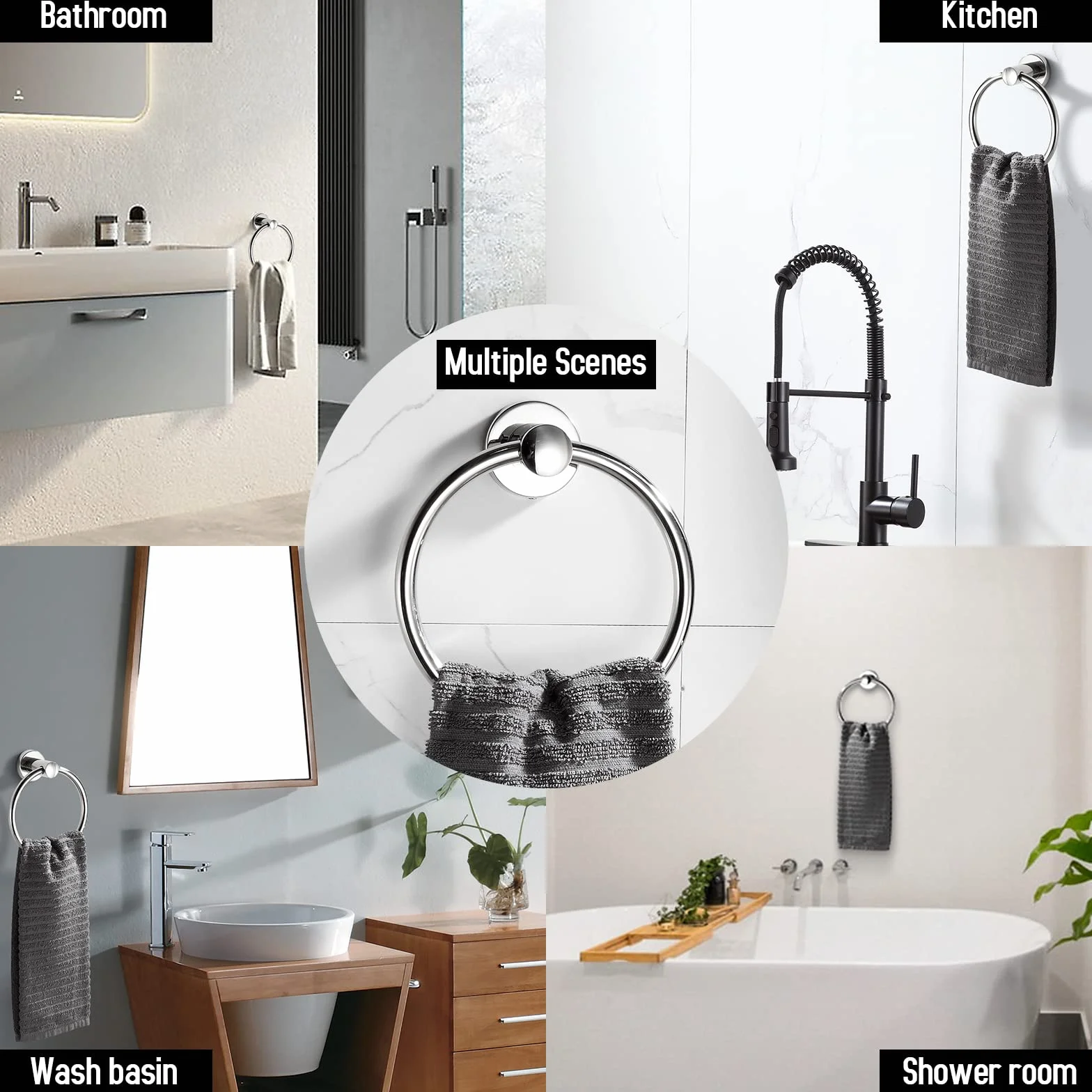 BGL Toallero de acero inoxidable 304 cromado de estilo contemporáneo, accesorios de baño (toallero)