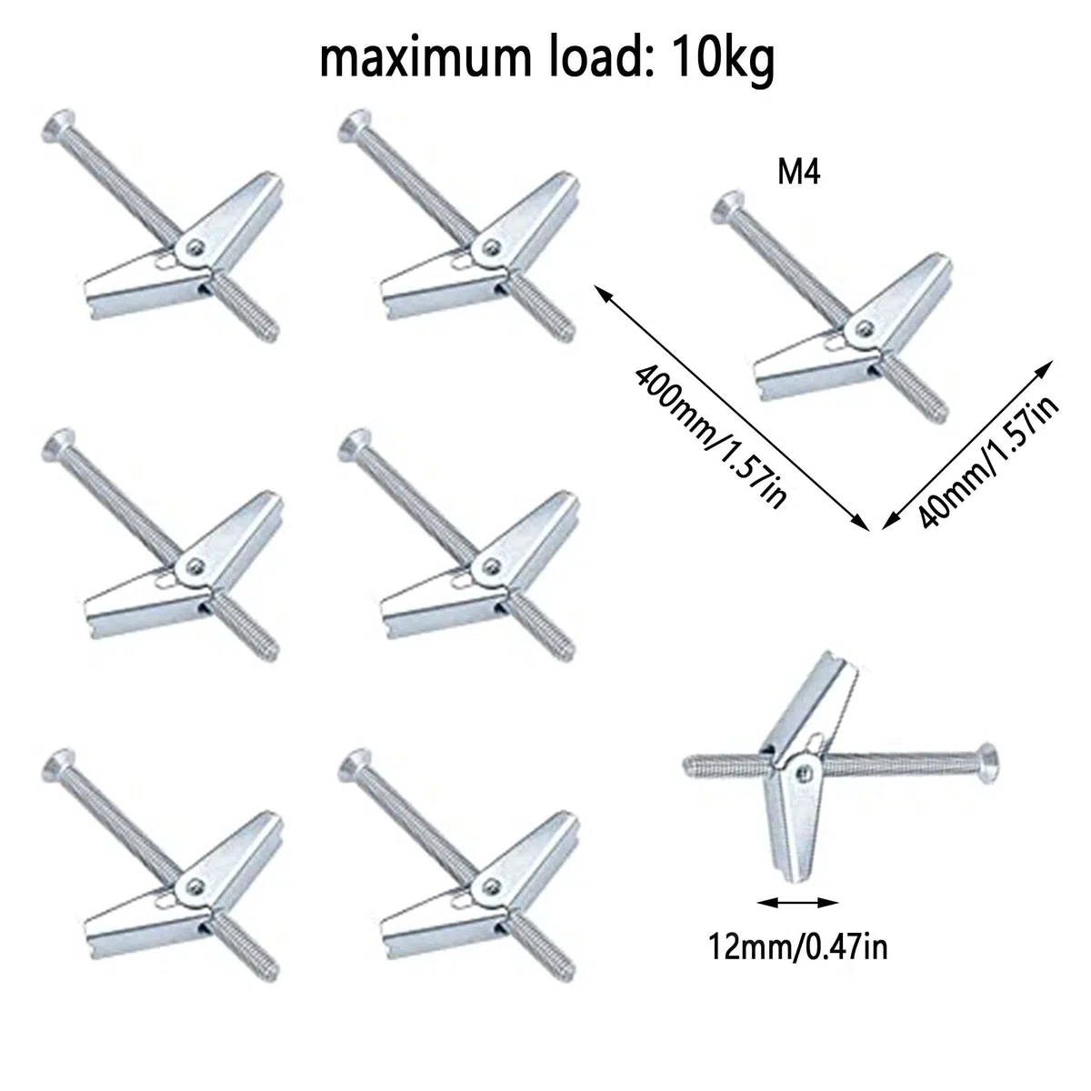 15 Pcs Tacos De Yeso Para Placas y Pared, Tornillos De Expansión M4, Tornillos Adicionales y De Palanca De Hardware, Para Instalación En Techo