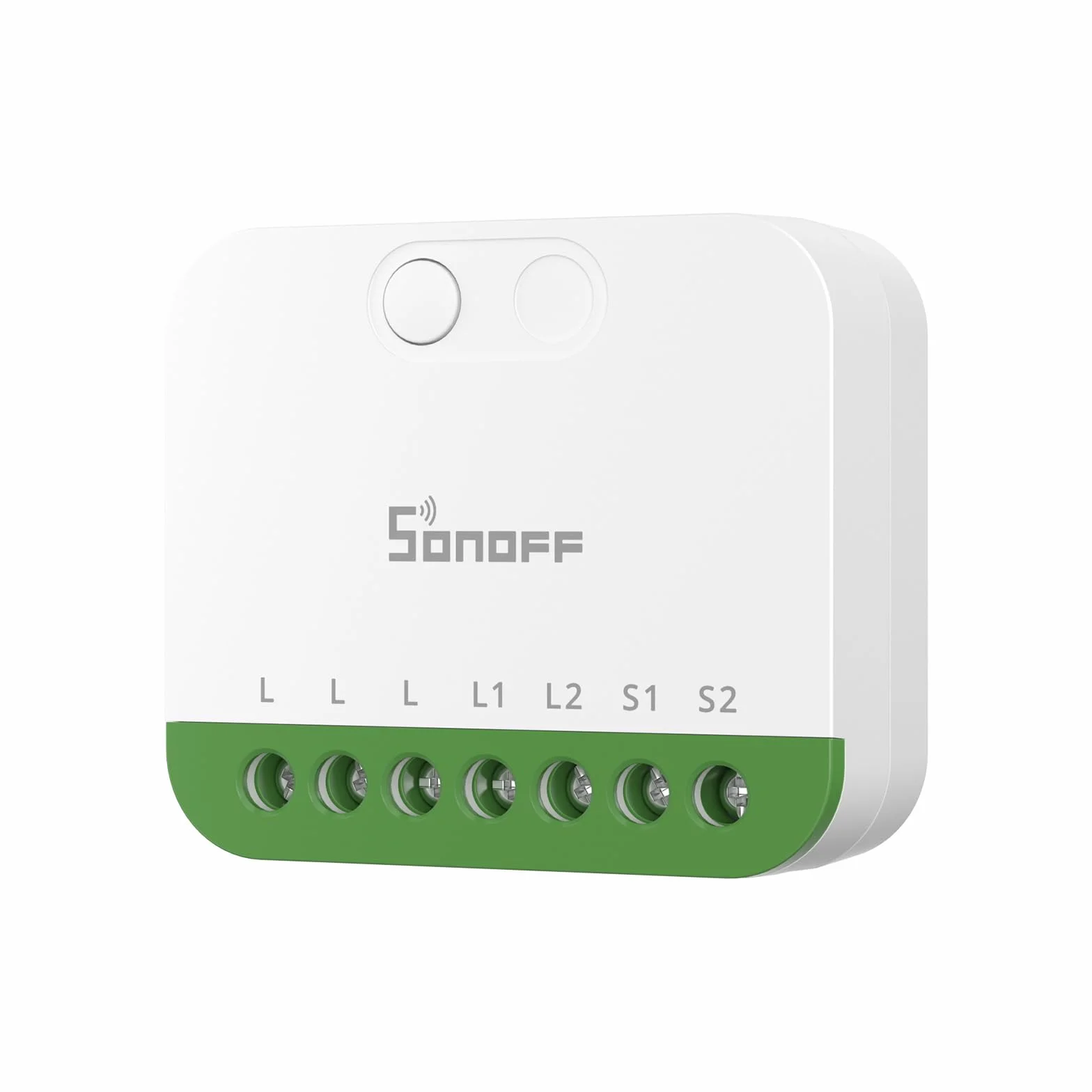 SONOFF MINI DUO (Matter a través de WiFi) Interruptor Inteligente WiFi de 2 Canales, Compatible con Matter, Carga Total de 16A, Compacto para Cajas Estándar, Control Remoto y Automatizado