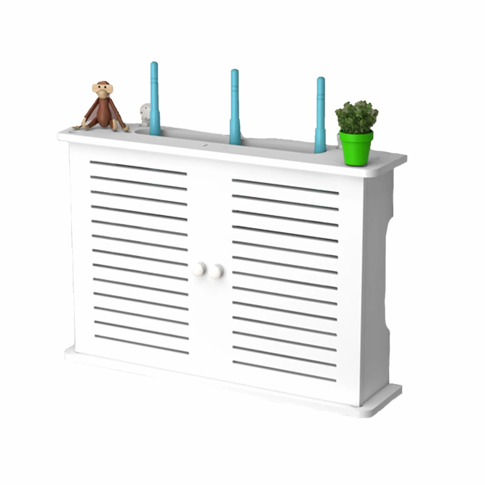 Caja Router Pared, Caja de Almacenamiento de Router WiFi Router Pared Cajas de Almacenamiento de Cables Router Estante de Madera para con Puerta de Armario para Decoración del Hogar (B)
