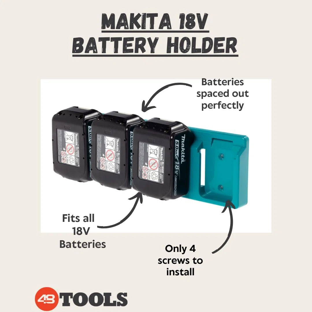 Soporte de Pared para baterías Makita de 18 V, Montaje fácil, Ideal para Taller o Furgoneta, con Plantilla de fijación