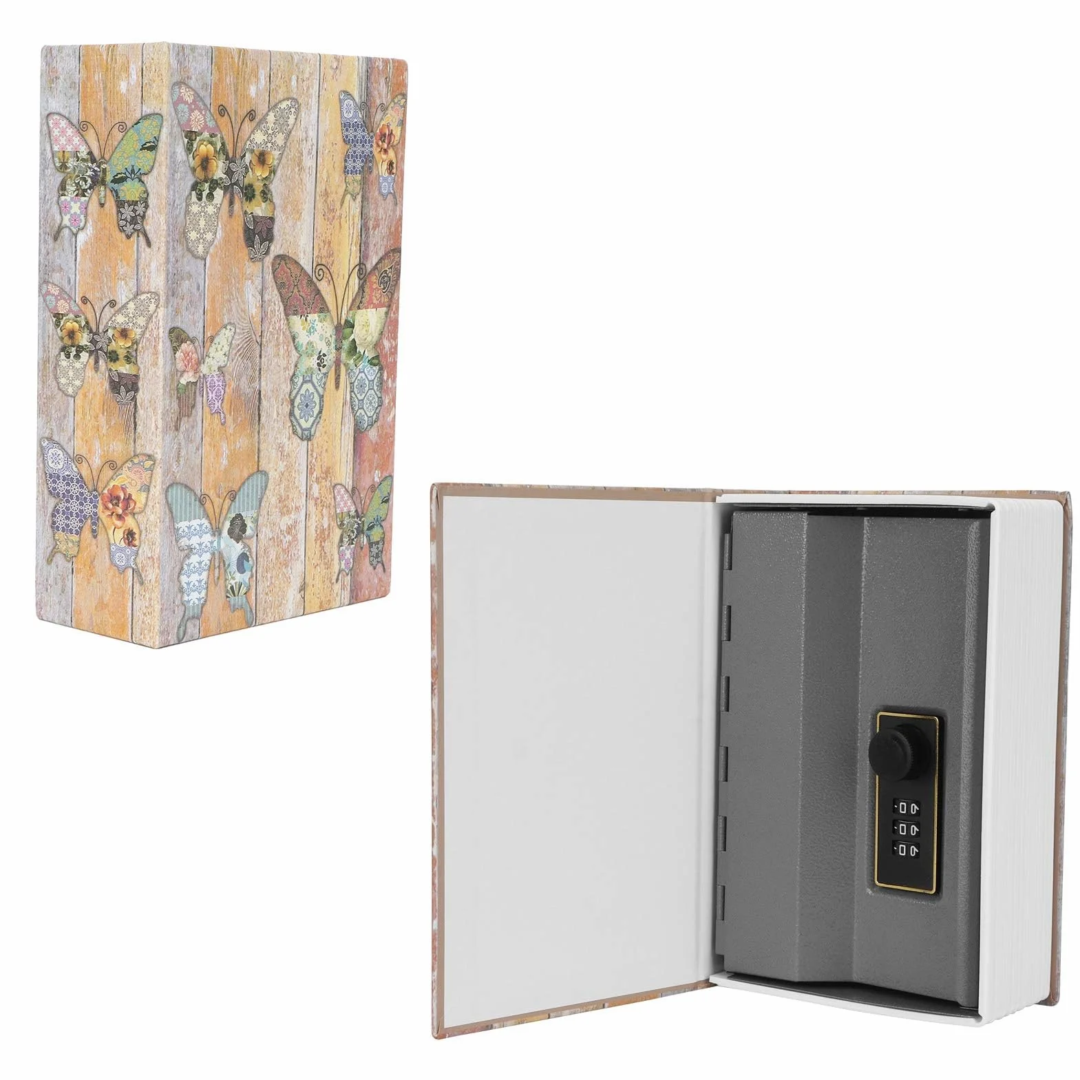 Caja fuerte oculta de metal en forma de libro con cerradura de combinación portátil