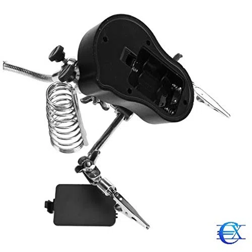 EUROXANTY- Lupa con Luz LED 12X 3.5x Soporte Con 2 Pinzas De Cocodrilo Para La Electrónica De Soldadura Negro