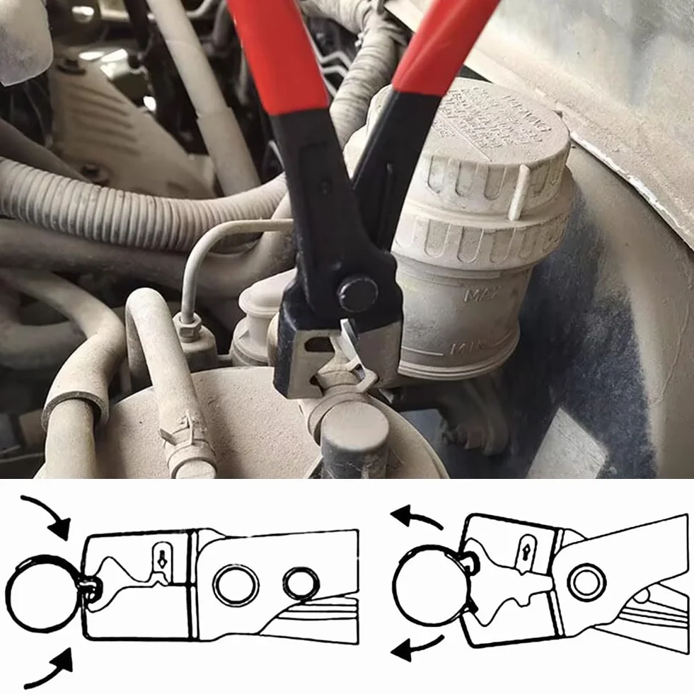 Alicates para Quitar Mangueras, Alicates para Abrazaderas de Manguera, Alicate Linea Combustible, Alicates de Cuello Tipo R, Alicate para Tubos de Combustible, Alicate Abrazaderas Coche, 2 Piezas