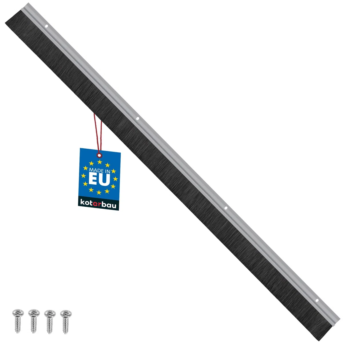 KOTARBAU® Burlete Cepillo Puerta - 1 m - Protector Bajo Puerta Exterior - 45 mm - Burlete Bajo Entrada Aluminio - Insectos - Larga Duración - Fácil Montaje - Atornillable