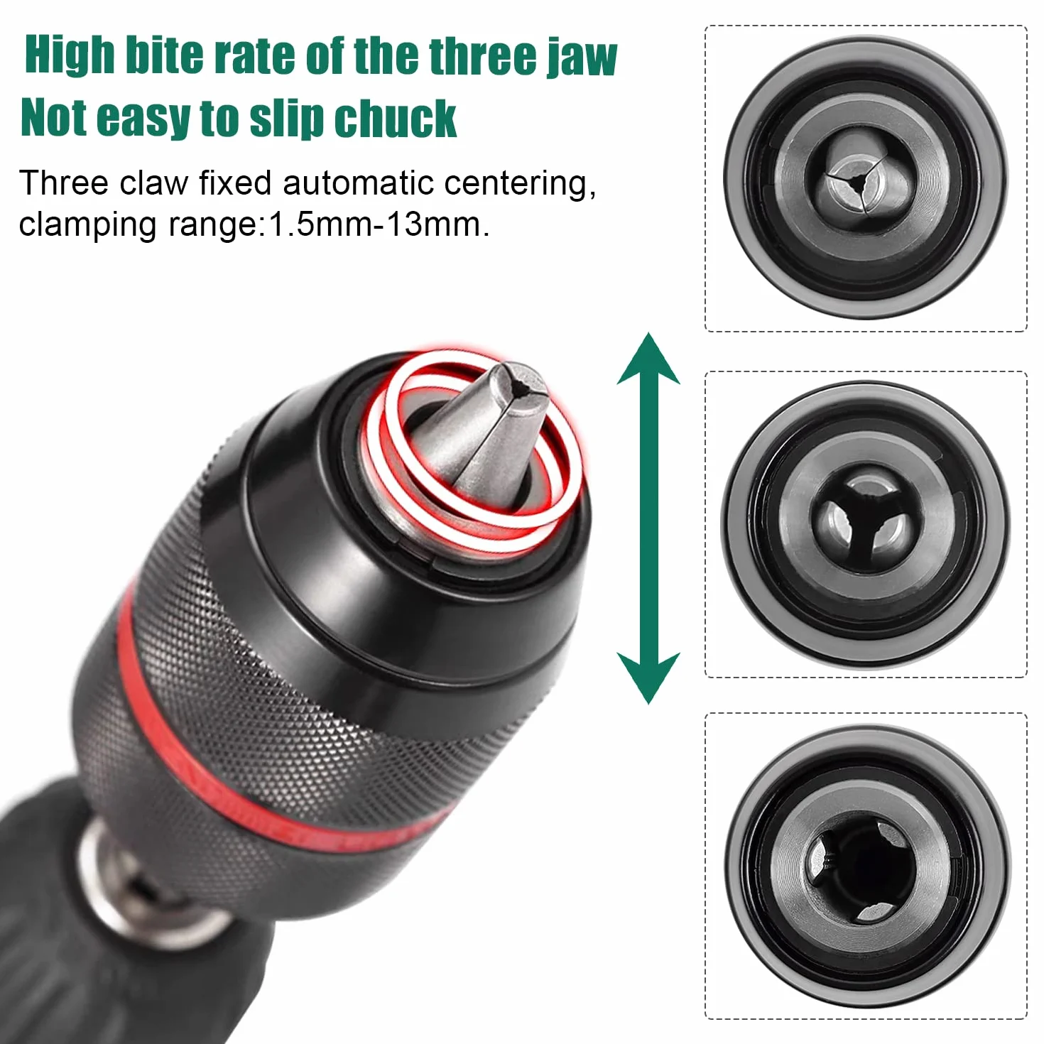 Rápida Portabrocas de Taladro 1,5-13mm, Rosca 1/2'' 20UNF Accesorios Taladro, con SDS Plus, 1/4'' Hex y 1/2'' Llave de Impacto Base, Adaptador de Conversión, para Taladros Eléctricos (1)