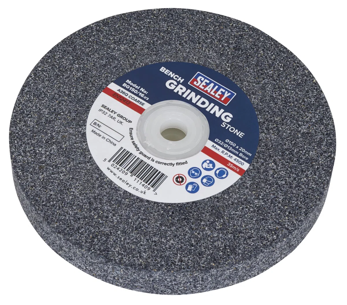 Sealey BG150/16 moler piedra 150 x 20 mm, 32 (13) mm Bore a36q grueso