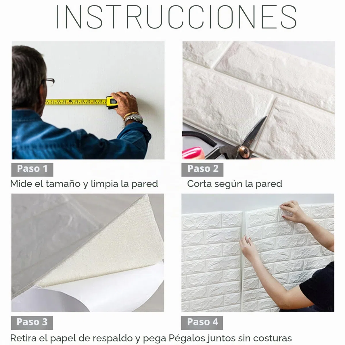 Papel Pintado 3D Ladrillo,10 Piezas PE de Espuma 3D Wallpaper, Autoadhesivo Grueso Impermeable DIY Pegatina de Pared Espuma 3D,para Salón Dormitorio Fondo de Pared Decoración de Arte (Blanco)