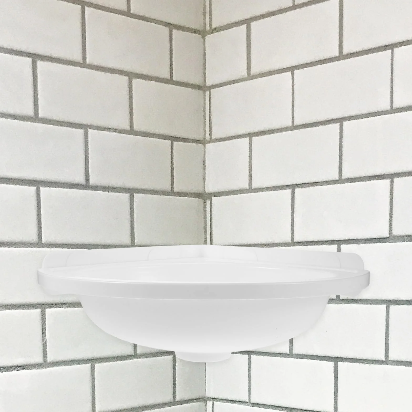 Lavabo Triangular de Esquina Blanco de Plástico, Pequeño y Montado en Pared, Fácil Instalación para Baños Compactos y Balcones Modernos