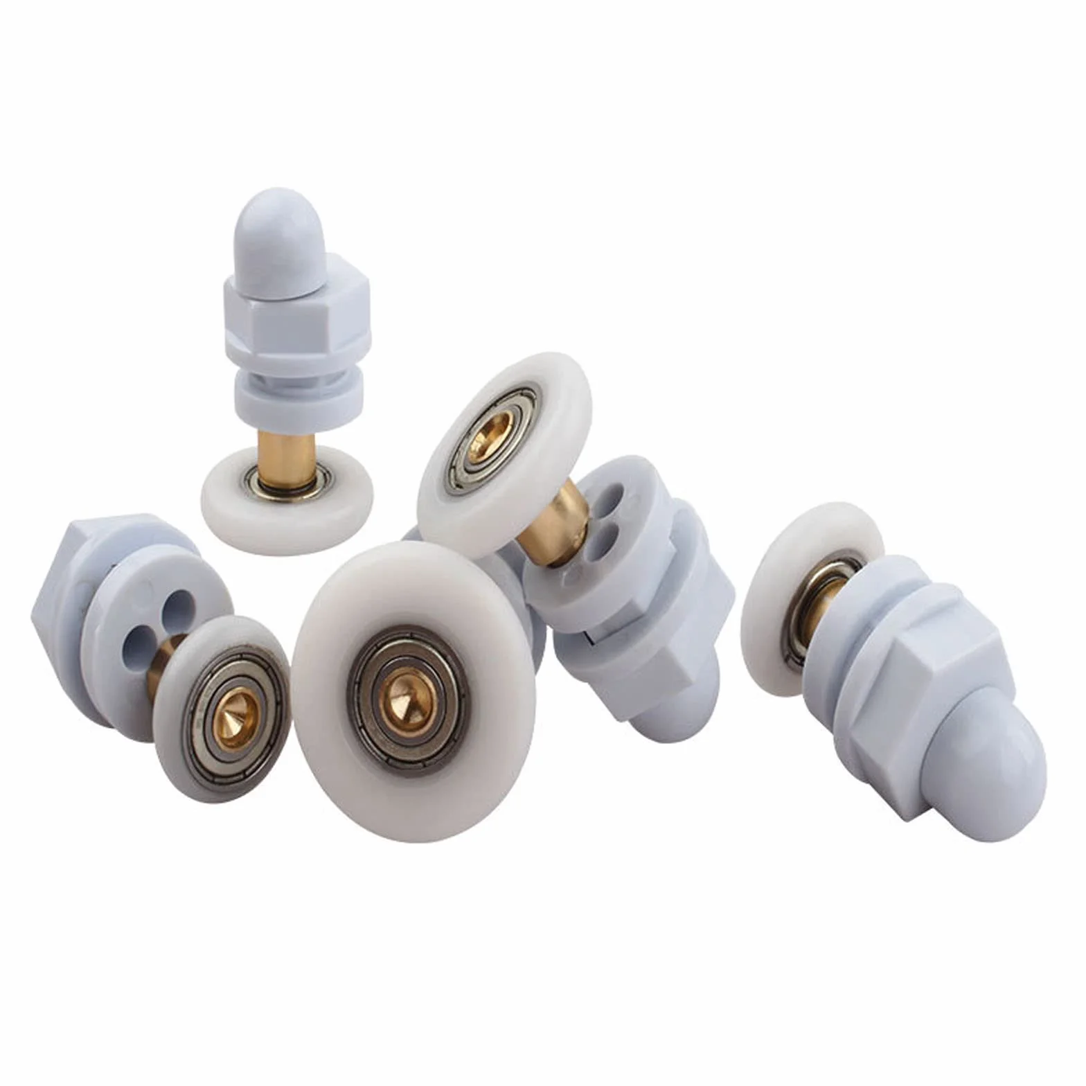 Qikuver Ruedas para Puerta de Ducha, 4 Piezas Rodillo de Repuesto para Puerta de Vidrio para Baño, Barra de Cobre, para Puerta Corredera De Cristal Baño (25MM)