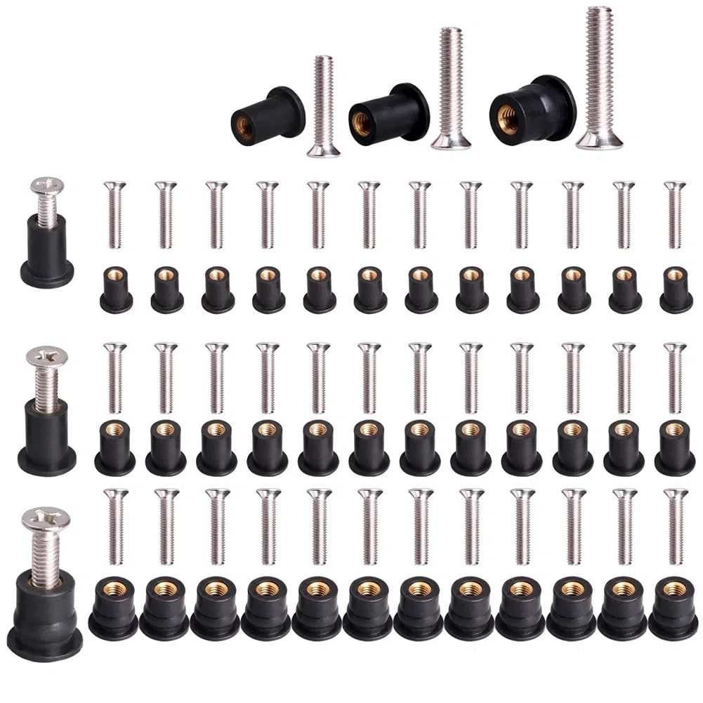 36 Pares de Tuercas de Neopreno M5/M6 con Tornillo de Acero Inoxidable, Kit de Pernos de Cobre y Latón para Kayak