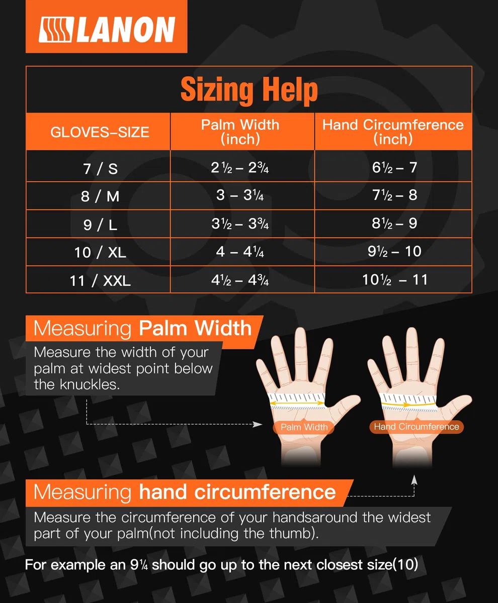 LANON 8 Mil Guantes Nitrilo, Naranja Guantes Desechables, Heavy-Duty, Mecánico, Apto para Alimentos, Sin Látex, Sin Polvo, Totalmente con Textura de Diamante, Talla L