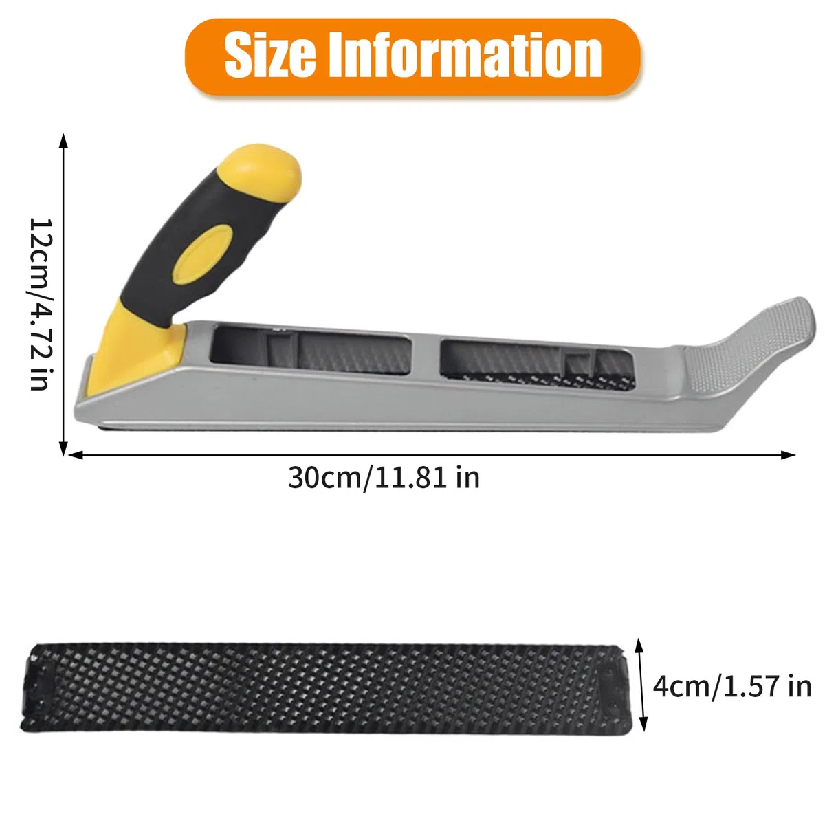 Cepillo Carpintero Acero Inoxidable, Cepilladora Madera Metal con Hoja Malla 2 x 300mm y Mango Ergonómico, Plano Cartón Yeso Lima Escofina para Bordes, Superficies Reducidas, Limar, Raspar, Cepillado