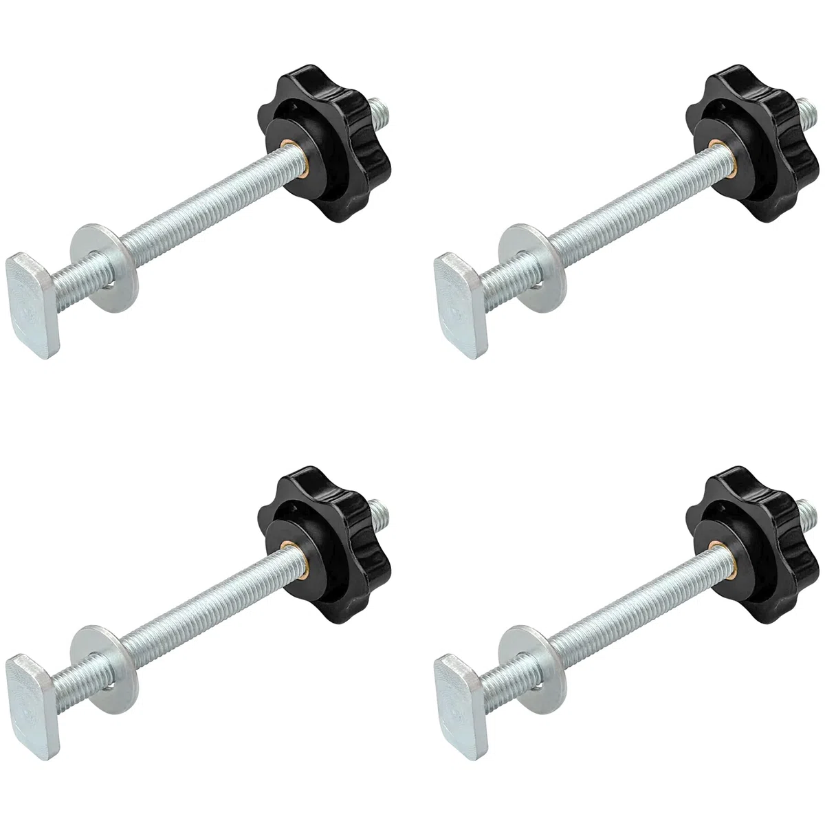 Kit de 4 piezas M8 T-Track, pernos en T con pomos y arandelas para ranuras de herramientas de carpintería y accesorios de fijación