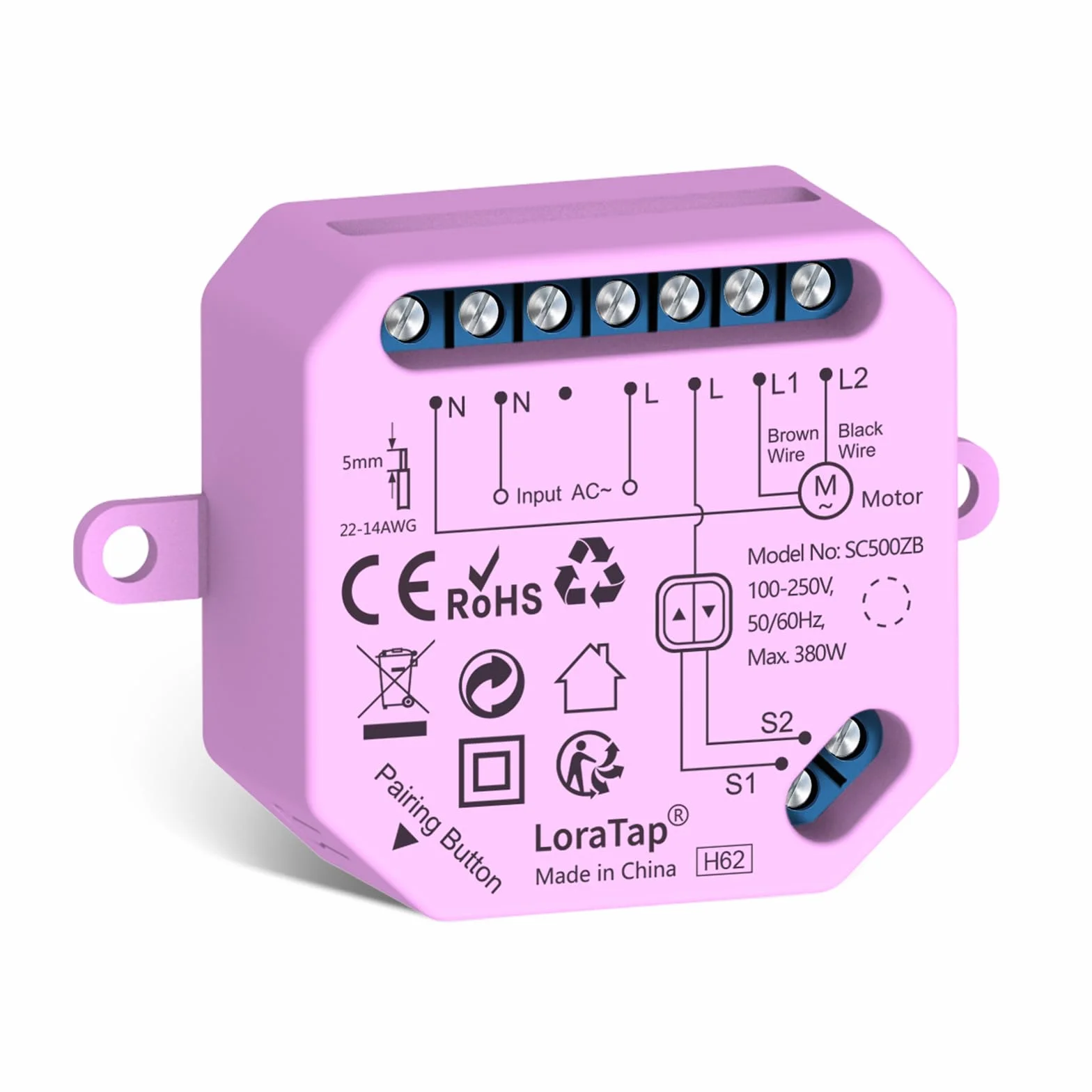 LoraTap Interruptor para Persianas y Cortinas: Módulo de Control de Relés ZigBee - Compatible con Alexa, Control por Voz, Aplicación Smart Life, Temporizador, Requiere LoraTap ZigBee Hub, 380W