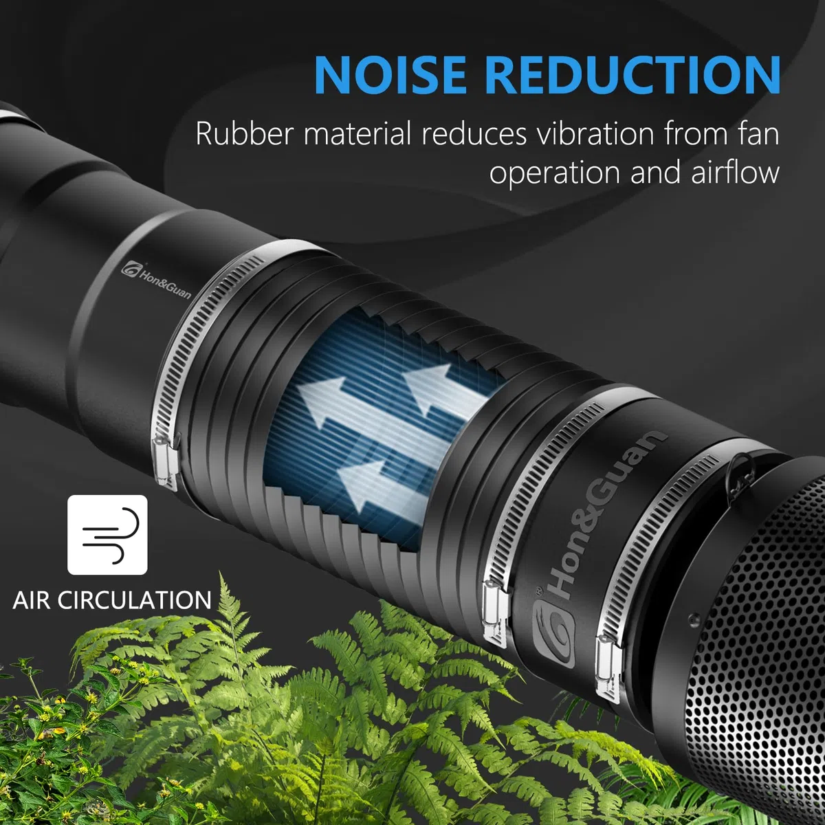 Hon&Guan Manguito de goma flexible de 150 mm, acoplamiento de goma con dos abrazaderas de acero inoxidable, manguito reductor de ruido, sin olor, conector de tubo para ventilador de tubo, filtro de
