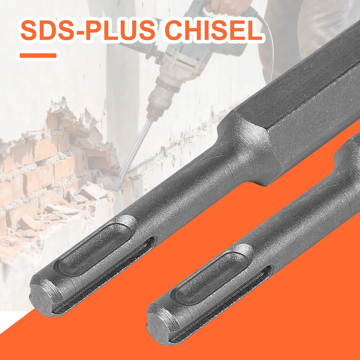 CPROSP 2 Piezas Cincel Plano SDS PLUS, 100mm + 40mm, Cincel Martillo Percutor, para Eliminar Baldosas, Adhesivo para Baldosas, Hormigón, Piedra Natural, Mampostería
