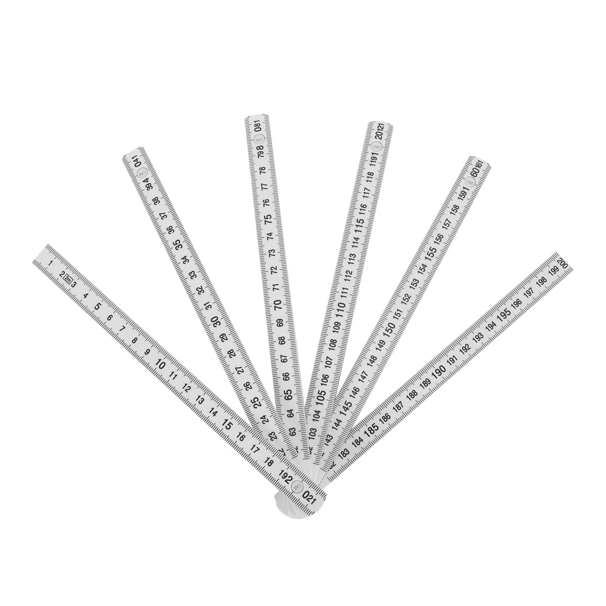 Regla plegable de 5 piezas, 2 m, de plástico y fibra de vidrio, blanca