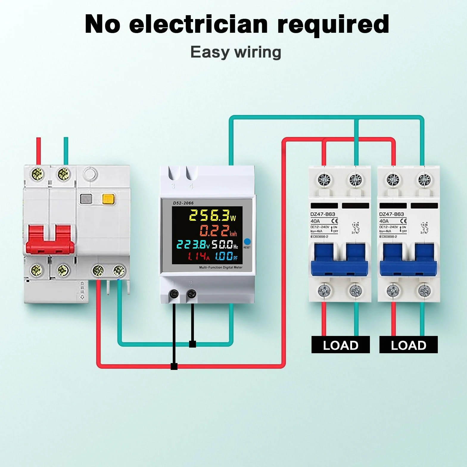 Jadeshay Medidor de Energía,AC 40-300V 100A Contador Electrico Digital Multifuncional Voltímetro Amperímetro para Medición del Consumo Eléctrico Voltaje Corriente Factor Potencia Frecuencia