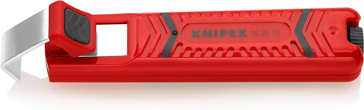 KNIPEX Pelamangueras con hoja de bisturí en blister carcasa de plástico resistente a los golpes 130 mm, 16 20 16 SB