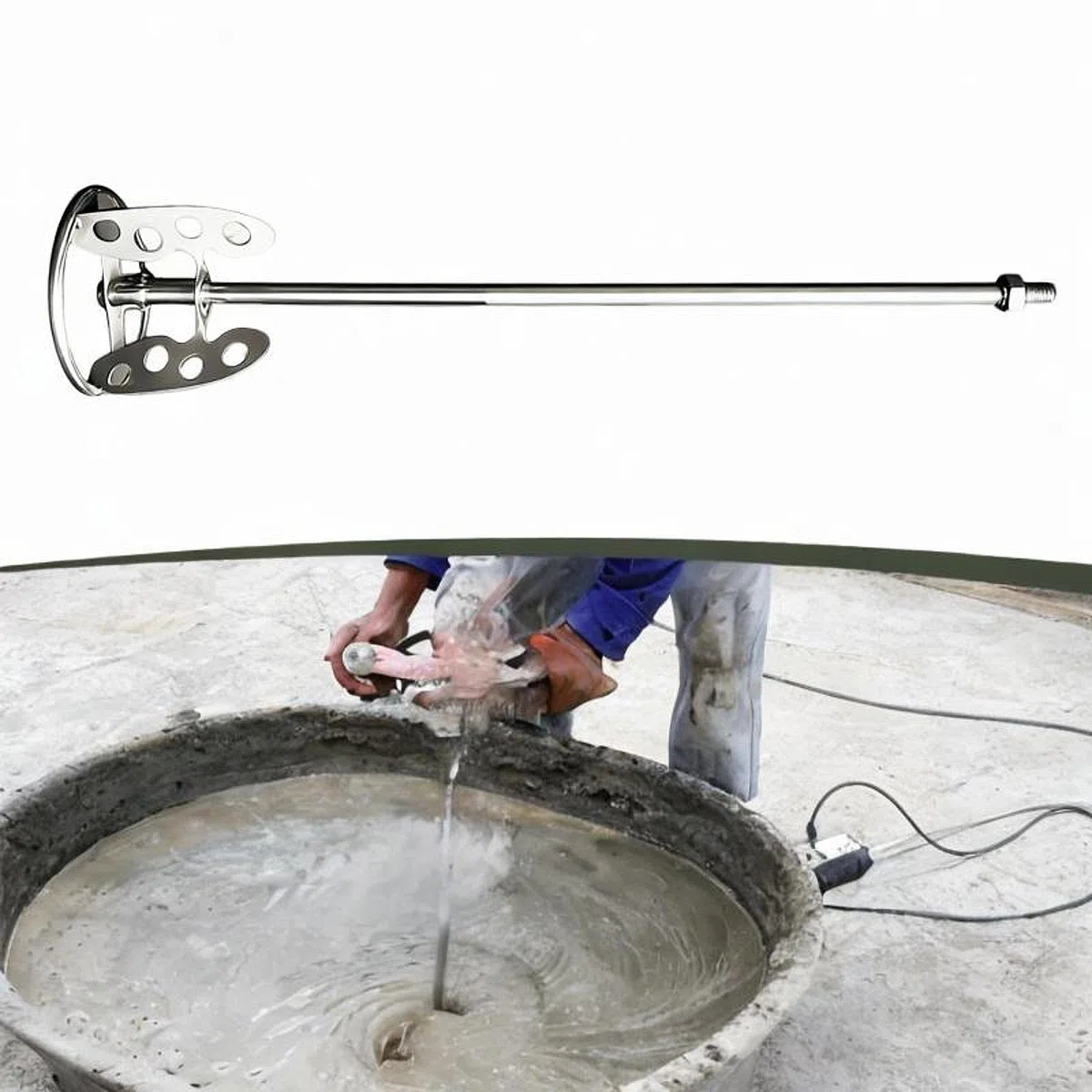 harayaa Varilla Mezcladora para Mezcladora de Cemento, Herramienta Mezcladora, Paleta de Pintura, Material de Acero Inoxidable, Fácil de Usar, Función de Mezc, M14