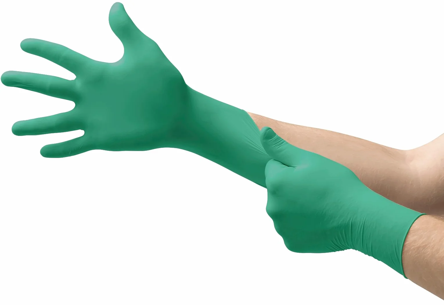 Ansell TouchNTuff 92-600 Guantes Desechables de Nitrilo, Sin Polvo, Alta Protección Química y Mecánica, Seguridad Alimentaria, Guantes Multiusos Profesionales, Verde, Talla M (100 Guantes)