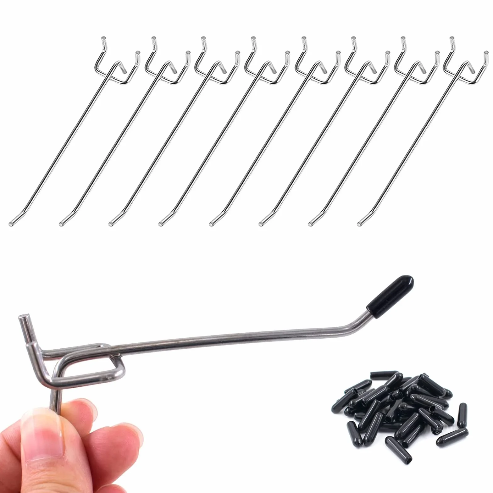 20 Piezas Ganchos para Tableros con Agujeros, 15cm Ganchos de Metal para Panel Perforado, para Perforada de Bricolaje Panel Chapa Perforada de Pared Estante de Exhibición Minorista
