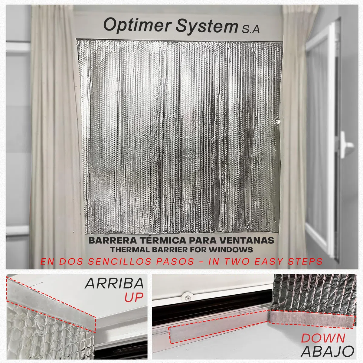 Aislante Termico Ventanas protege del Frio y Calor - 1.5x1.2m - Aislamiento Termico Autoadhesivo para Ventanas correderas - Incluye Velcro