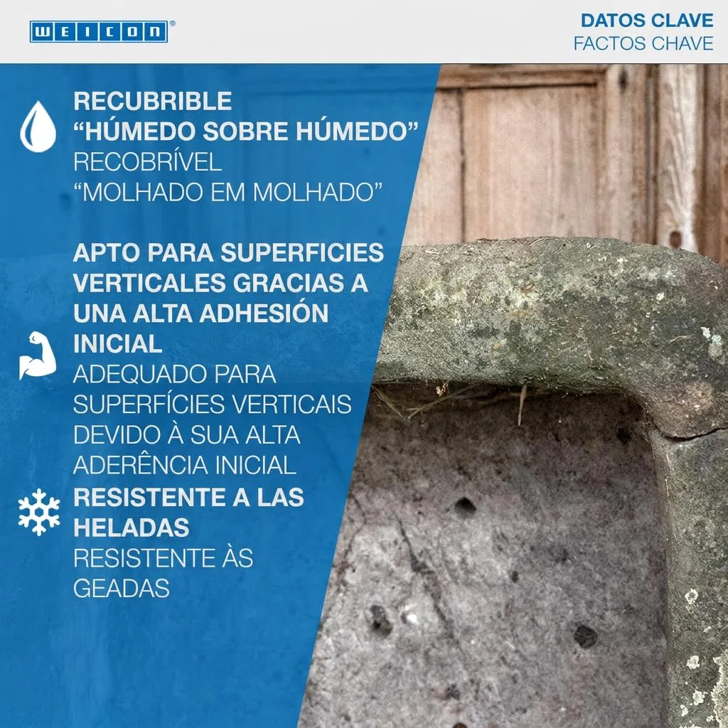 WEICON Adhesivo para Piedra Natural 290 ml, alta adhesión inicial, para todo tipo de piedra, para interior y uso exterior, sin disolventes, blanco