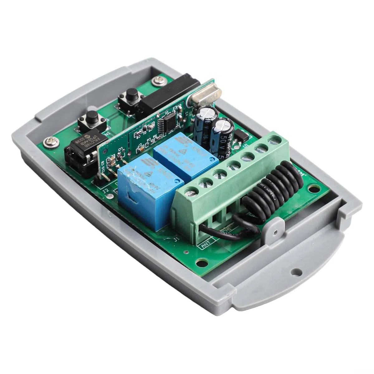 43392MHz Receptor de interruptor de control remoto inalámbrico de 2 canales 12 24 V para abridor de puerta de garaje Código fijo compatible con hasta 400 controles remotos Rendimiento estable