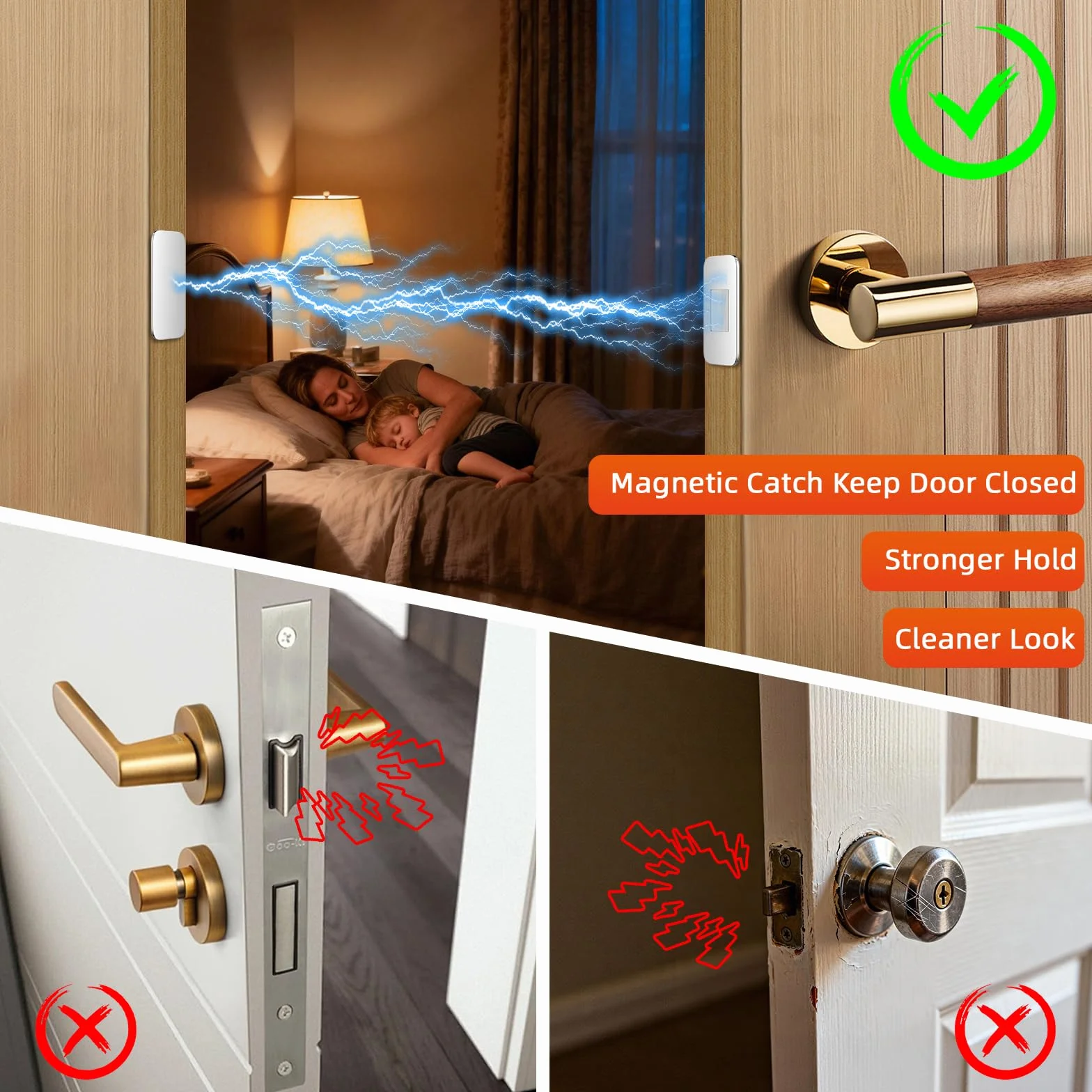 Iman Puerta Armario adhesivo Jiayi 8 Pcs Magnético Pestillo Fuerte Metal Imán Cierre Para Cocina Alacena Puerta Cerraduras Cajón Clausura Cierre Magnético para Puertas