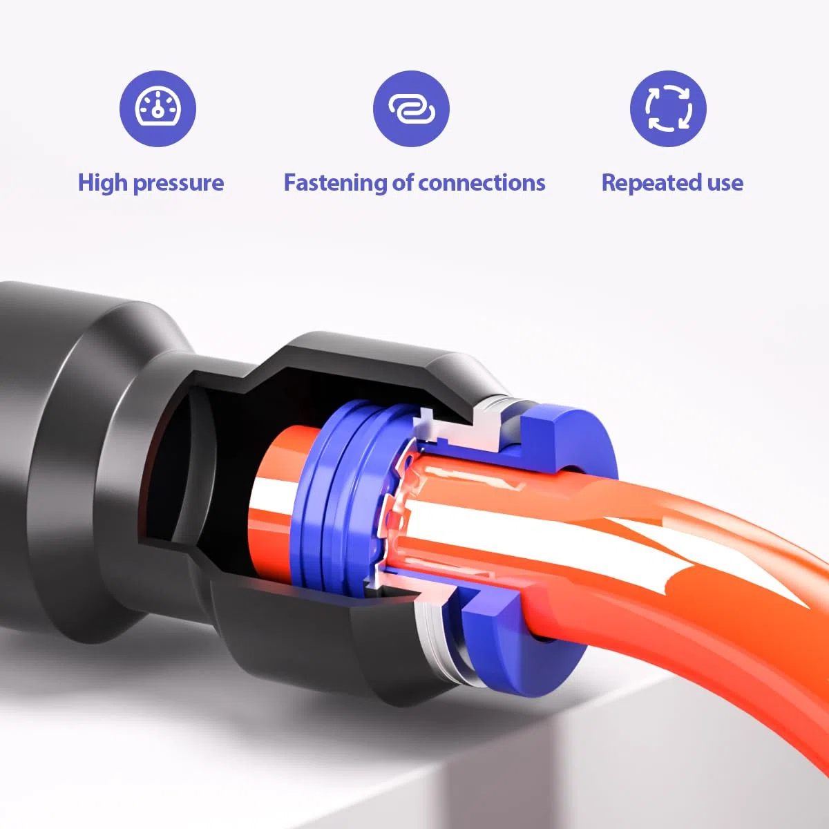 Bwintech 46 piezas y 6 mm Kit de Conector de Manguera de Aire de Empuje rápido neumático (Conector Recto/Codo/T/Divisor de 6 mm y Conector Reductor de 4-6,4-8,6-8 mm