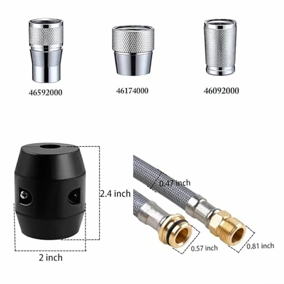 Kit de repuesto de manguera de grifo de cocina extraíble, diseño flexible de nailon y metal de 59 pulgadas con conectores de latón resistentes a fugas, bola y 3 adaptadores para modelo