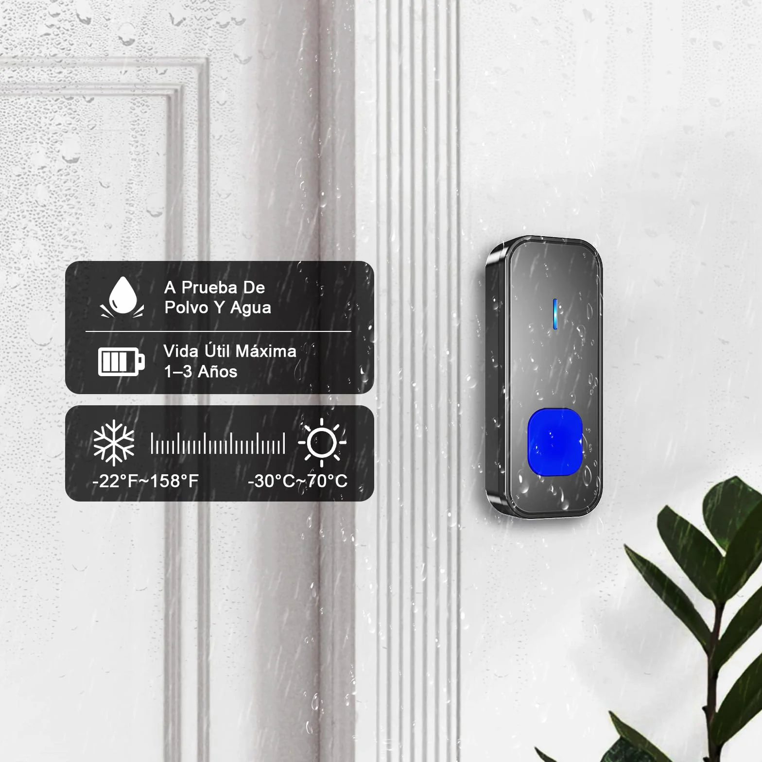 SURFOU Timbre Inalámbrico Exterior Impermeable, Kit Doorbell Puerta para Casa 400M de Alcance Doorbell con 55 Melodías, 5 Niveles de Volumen, Indicador LED, Fácil Instalación para Hogar, Negro