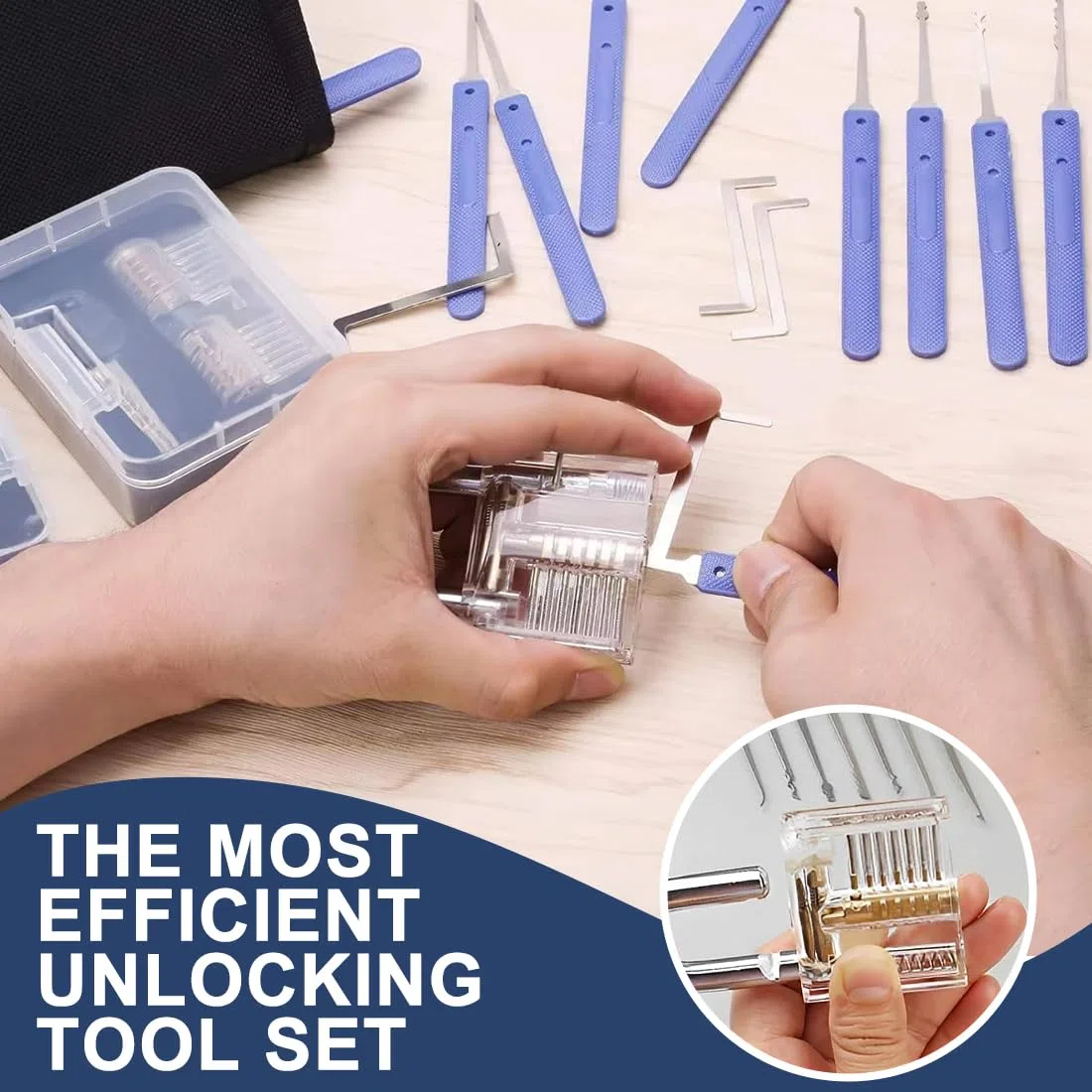 17 Piezas De GanzúAs Profesionales, GanzúA Universal De Acero Inoxidable, Para Puertas De Habitaciones, Con Estuche (Negro)