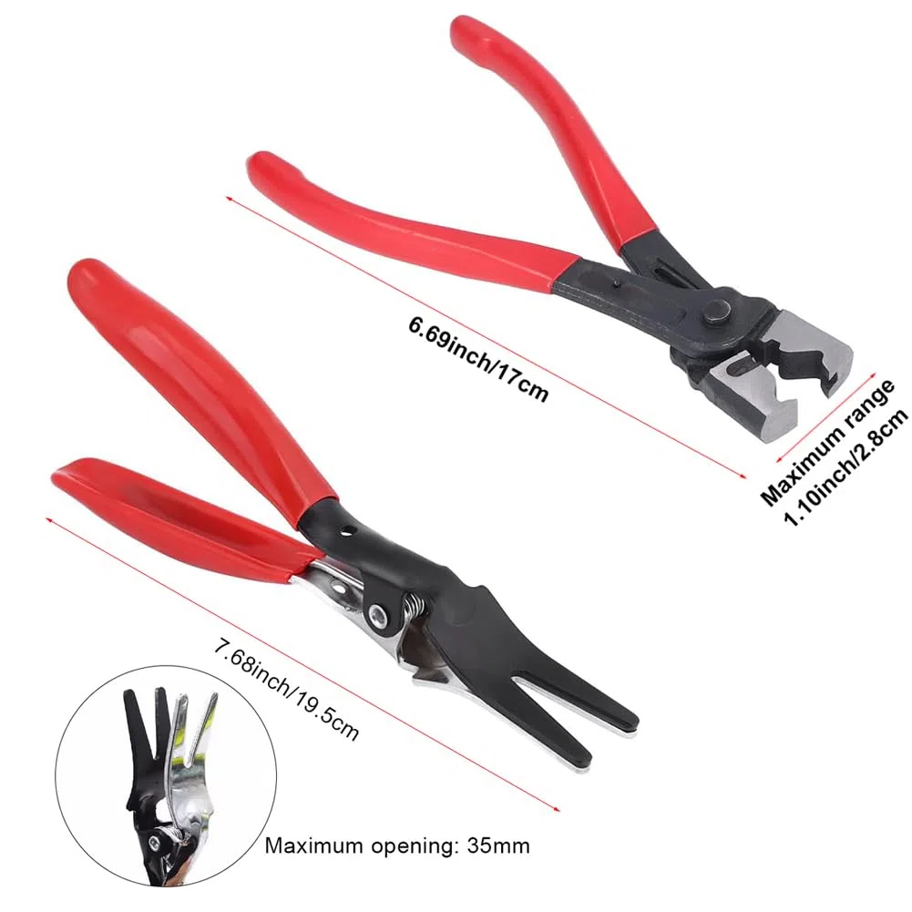 Alicates para Quitar Mangueras, Alicates para Abrazaderas de Manguera, Alicate Linea Combustible, Alicates de Cuello Tipo R, Alicate para Tubos de Combustible, Alicate Abrazaderas Coche, 2 Piezas