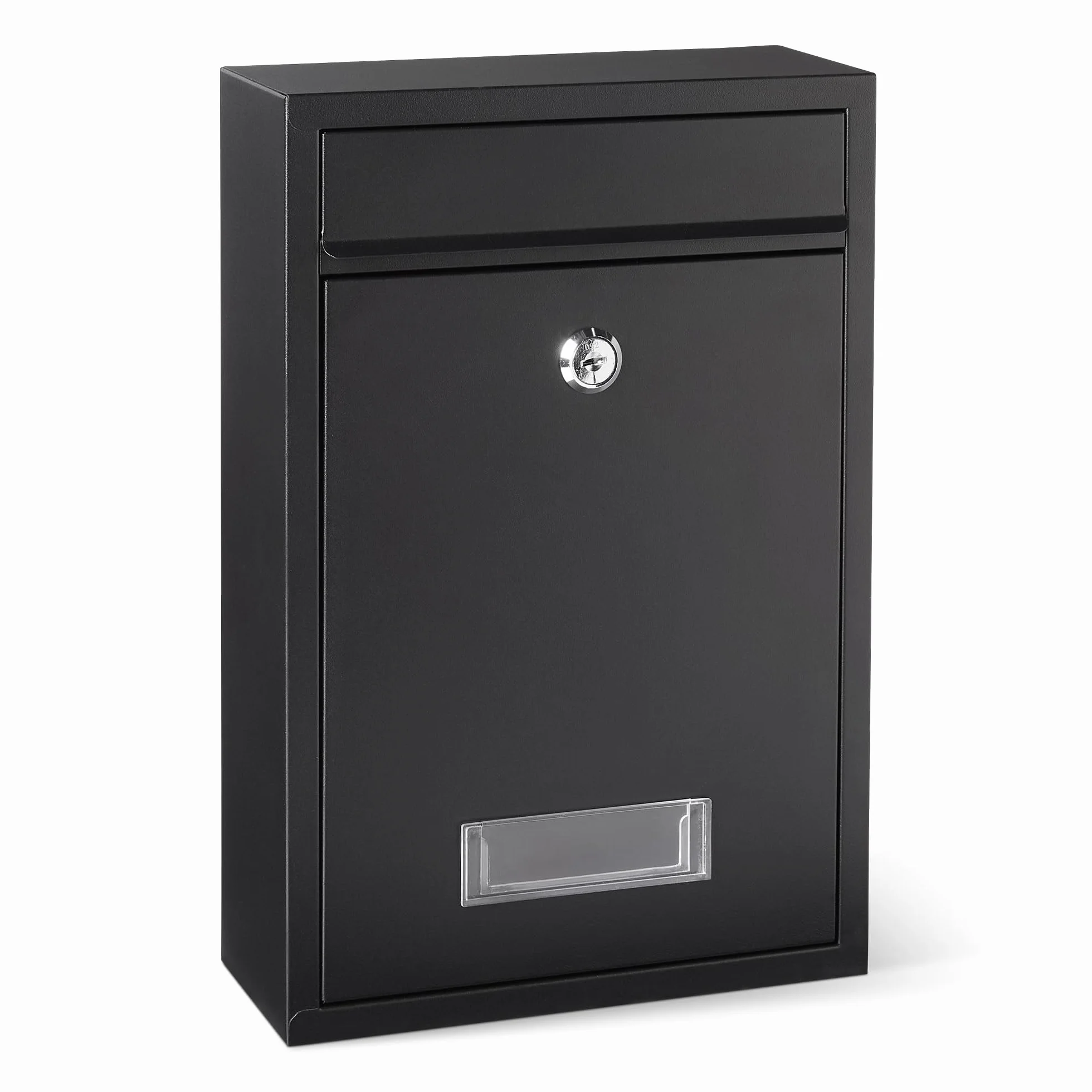 Amazon Basics - Buzón con Cerradura para Montaje en Pared de Acero galvanizado Duradero, 32.5cm H x 21.5cm W x 9.0cm D, Negro