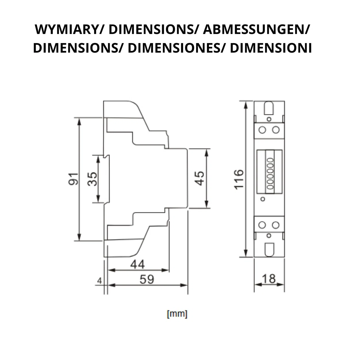 Medidor De Consumo Electrico Monofasico 40A 50Hz 2000imp/kWh (Indicador analógico 5+1)