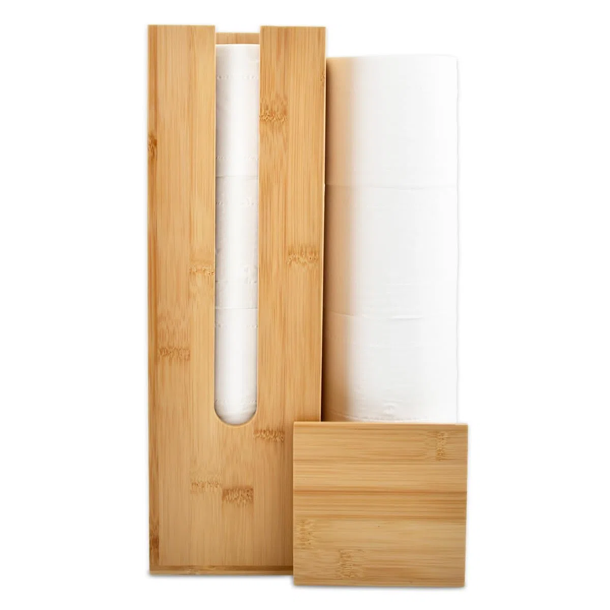Almacenamiento de Papel Higiénico de Bambú, Soporte de Papel Higiénico de Bambú Guarda Rollos Papel Higienico Porta Rollo Papel de Baño Portarrollos Baño
