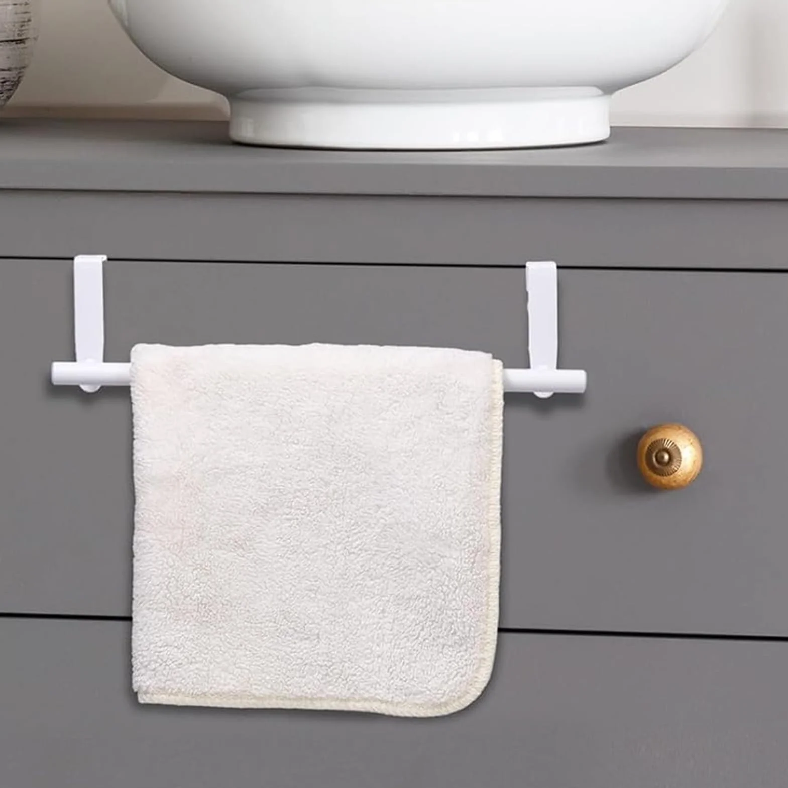 Toallero de cocina acero inoxidable colgar sin taladrar para puerta armario baño blanco
