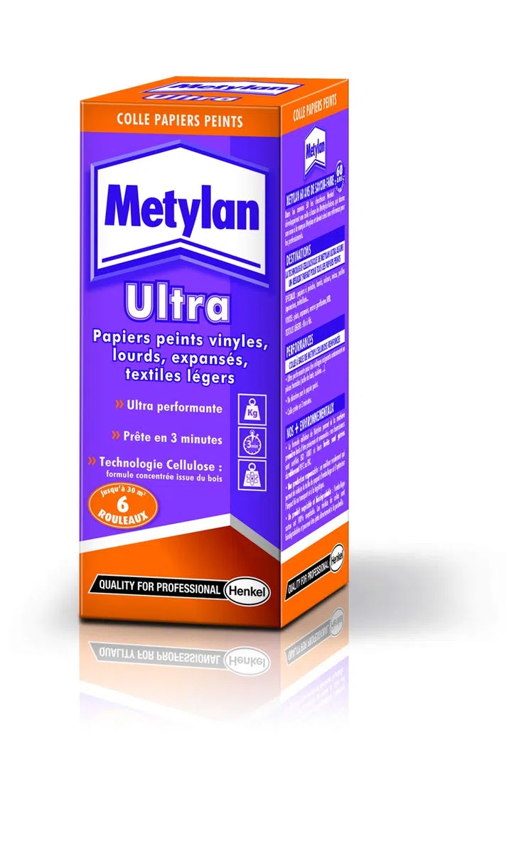 Metylan "Ultra" Pegamento para papel pintado, pegamento especial papel pintado estándar, especial y vinilo, pegamento ideal piezas húmedas, paquete de 200 g (6 rollos/ 30 m²)