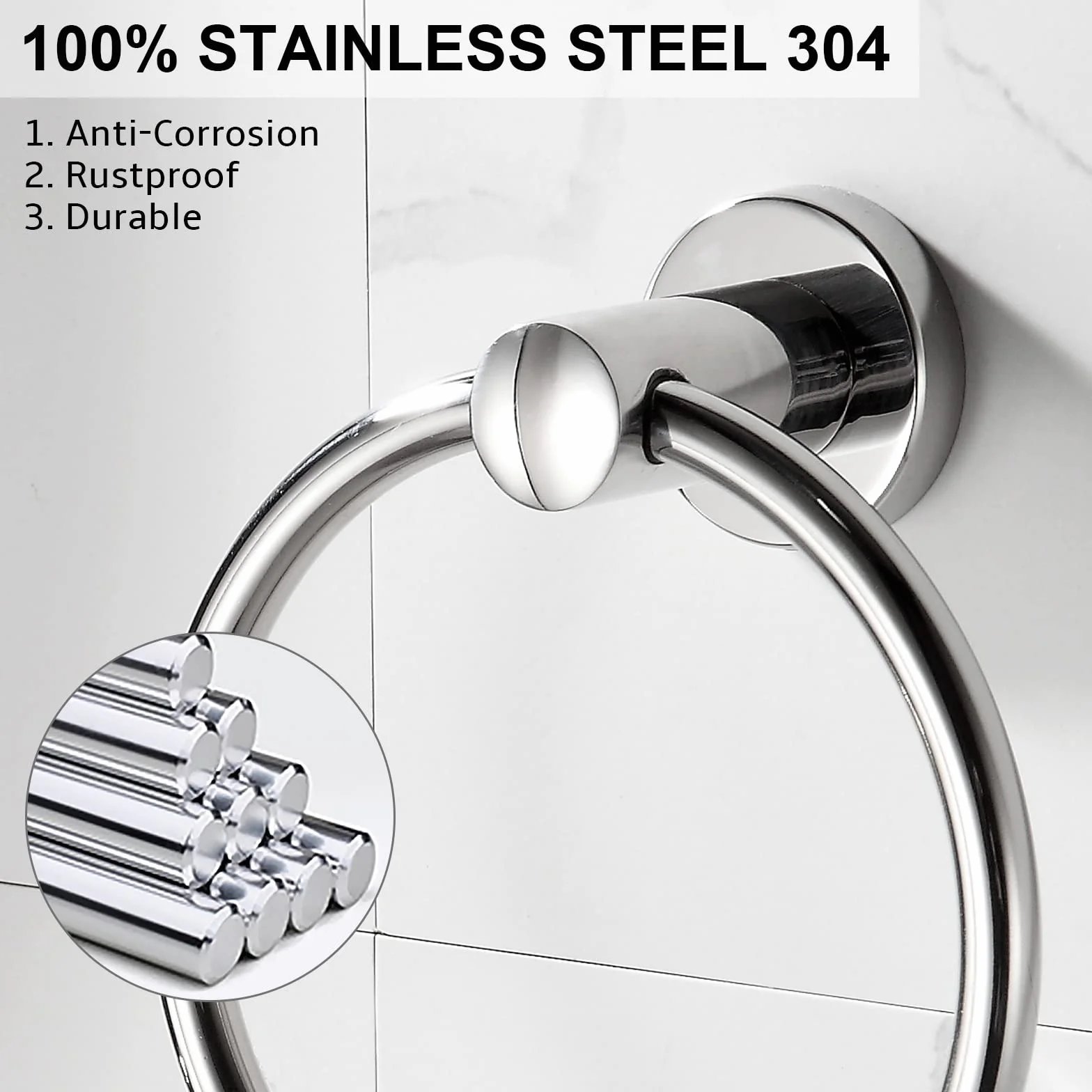 BGL Toallero de acero inoxidable 304 cromado de estilo contemporáneo, accesorios de baño (toallero)