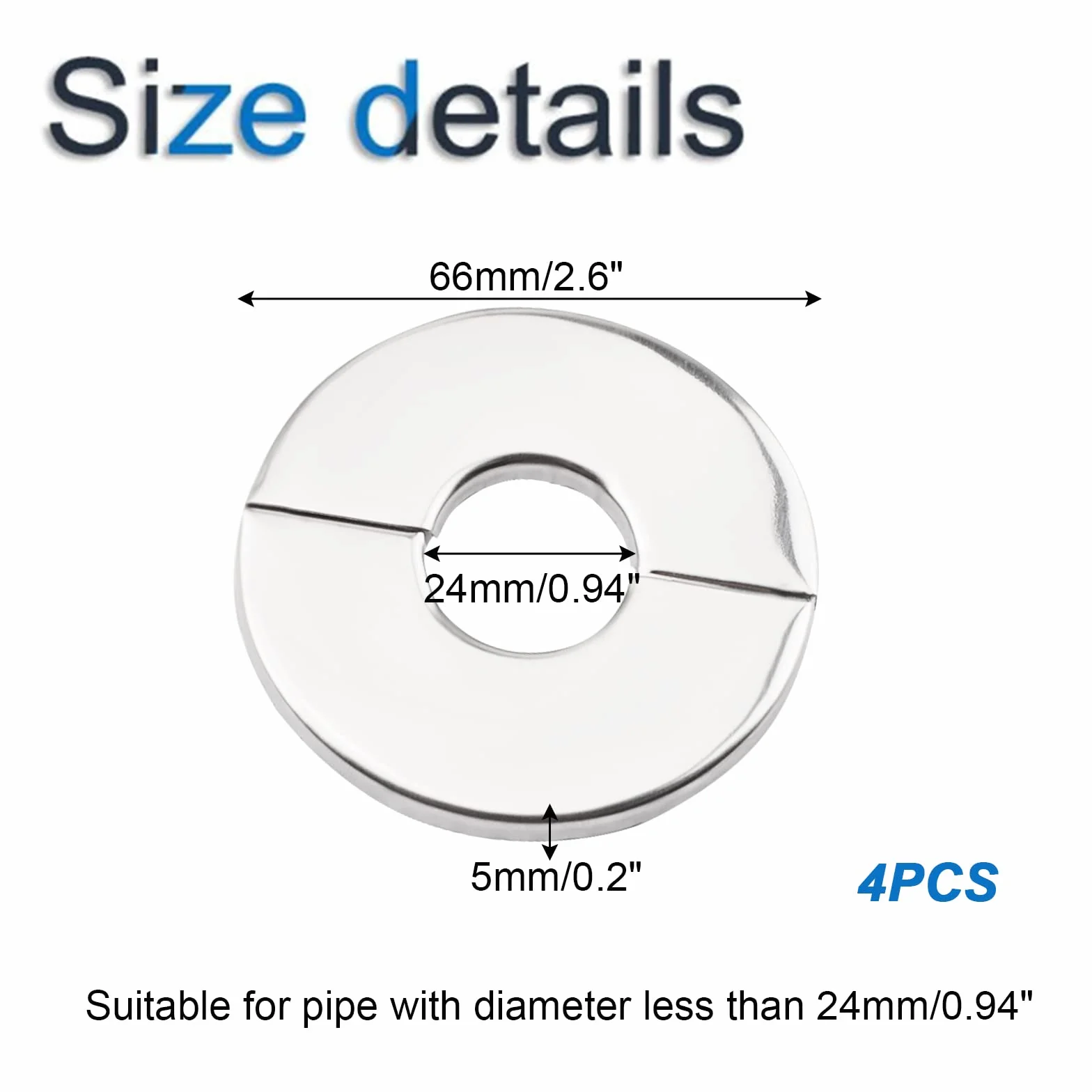 INCREWAY Brida dividida de pared, 4 piezas de acero inoxidable placa de escudo redondo brida partida reemplazo y kit de reparación para tubería de 24 mm de diámetro