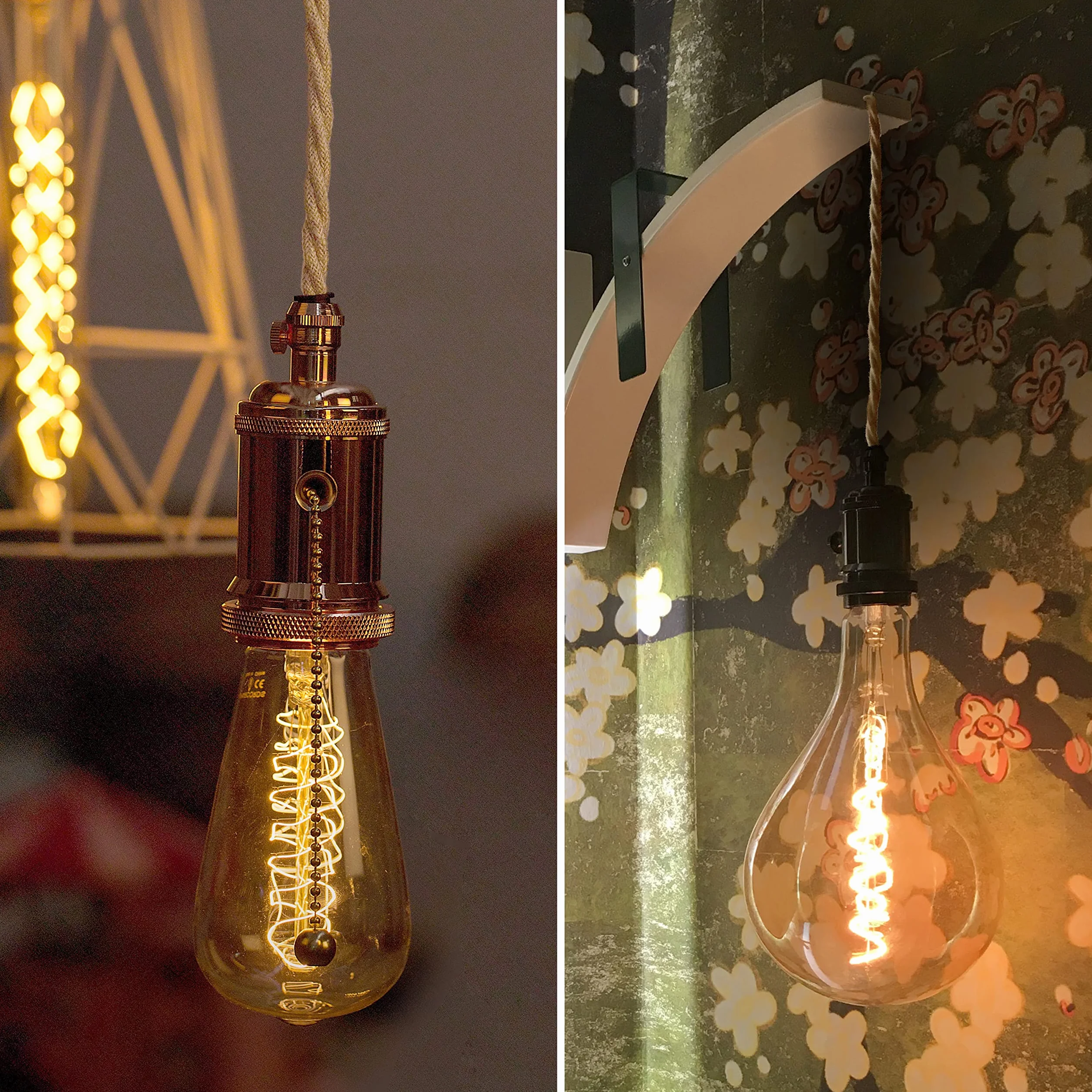 Cable de tela yute trenzado 2x0,75 5 metros Hilo eléctrico textil para lámparas bricolaje iluminación vintage
