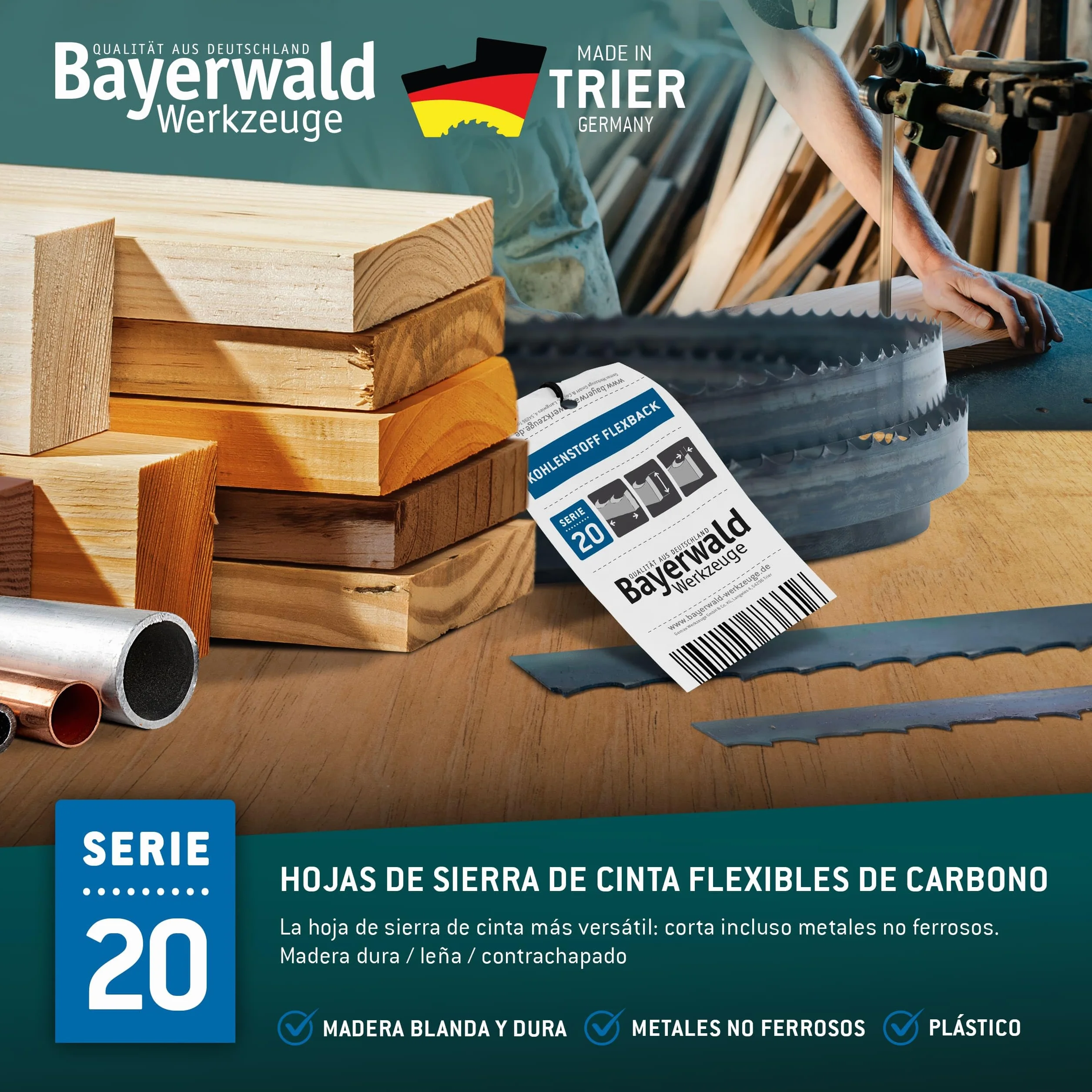 Bayerwald Flexback - Hoja de sierra de cinta (1400 x 6 x 0,65 x 14 ZpZ, 2 mm, madera y metales no ferrosos, plástico, chapas finas)