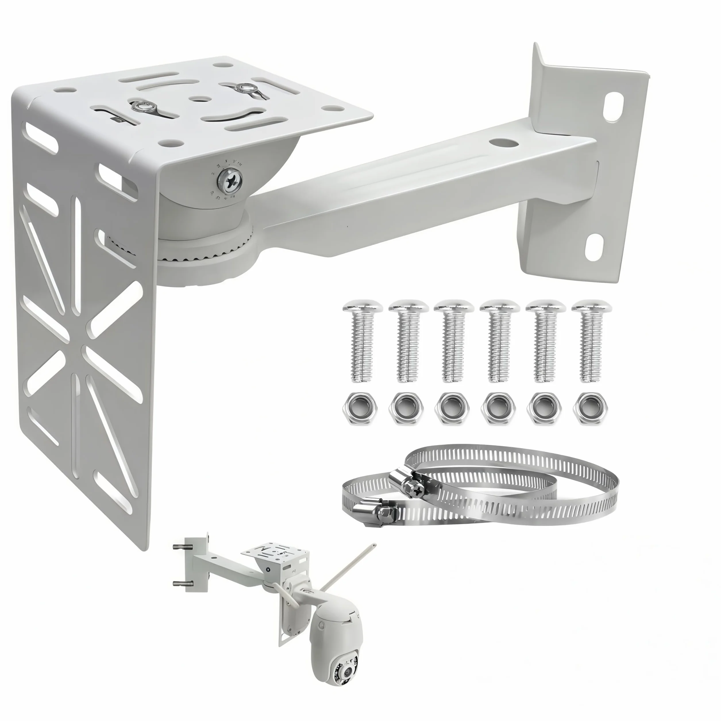 Soporte Ajustable para Cámara de Vigilancia Exterior, Ofrece un ángulo Múltiple Ajustable para una Instalación fácil y Versátil, Ideal para Cámaras de Seguridad y Videovigilancia