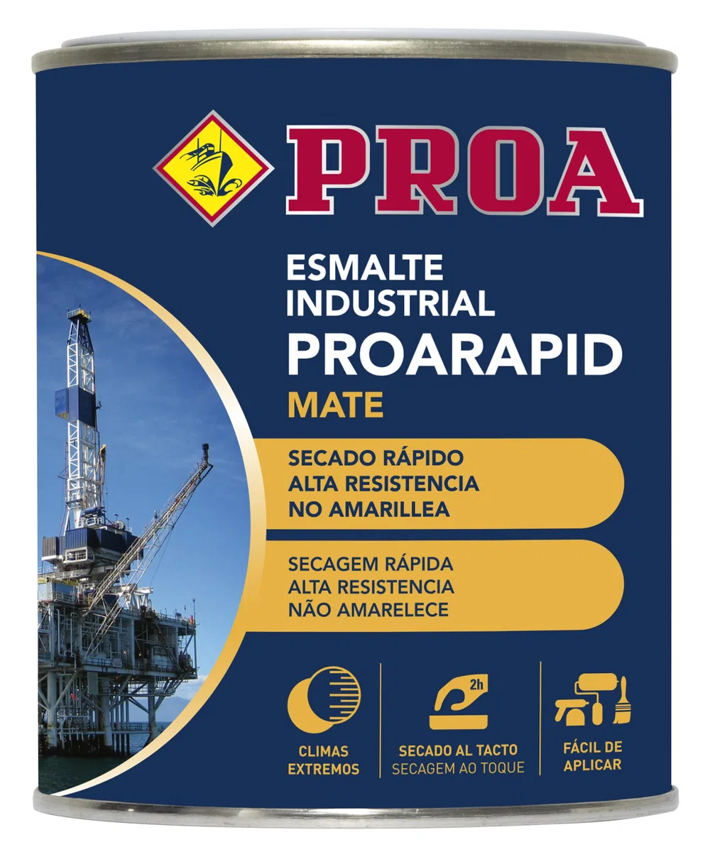 ESMALTE INDUSTRIAL PROARAPID. Negro RAL 9005. 750ML. Mate. Esmalte de secado rápido y gran dureza. PROA